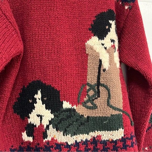 Woolrich 100% Wool Vintage Sweater Dog- Puppy Boot Size Medium- 2 sided design - Picture 10 of 17